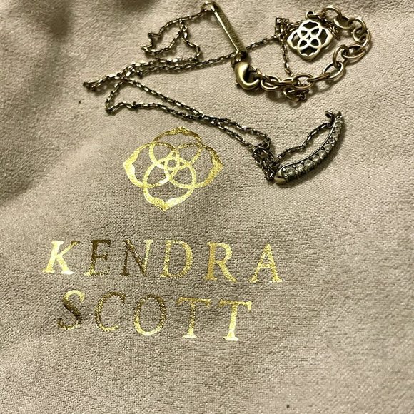 Kendra Scott Whitlee Pendant Necklace Pave Crystal Gold Plated - Picture 8 of 9